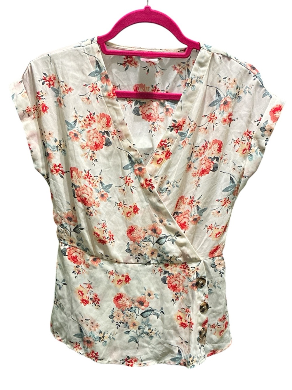 No Boundaries Floral Blouse in Ivory and Pink